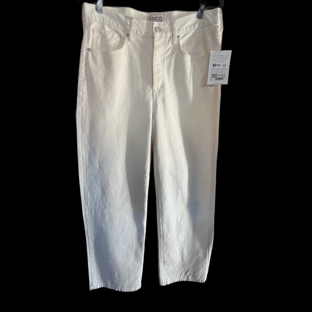 NWT. Ethica Stanton Button Up Relaxed Wide Leg in Color Natural. Women Sz 29.